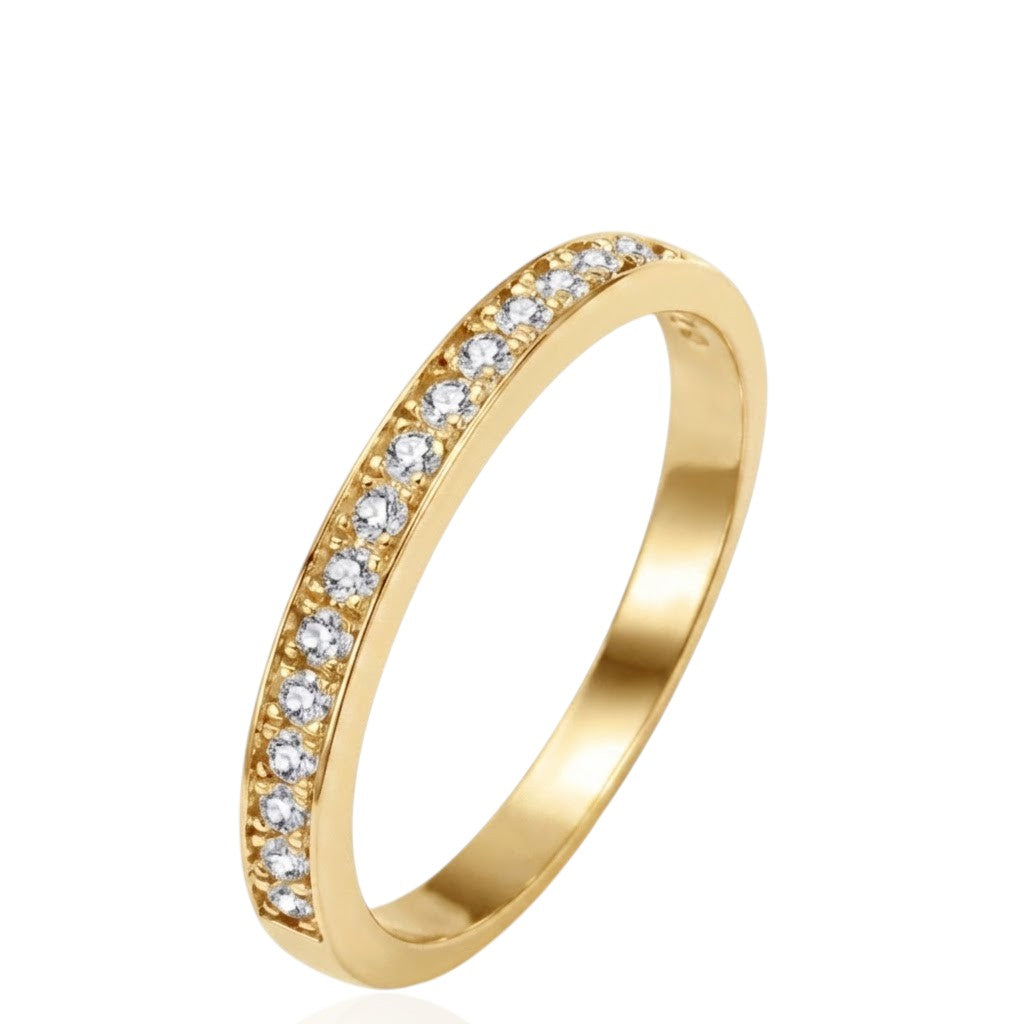 Sterling Silver Half Eternity Ring 1.5 mm Bread Bright Set Round CZ Stone RCZ0380801