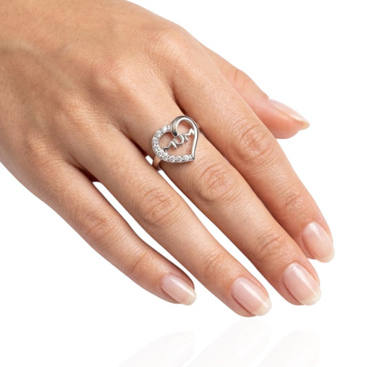 Sterling Silver Mum Ring CZ Stone RCZD558