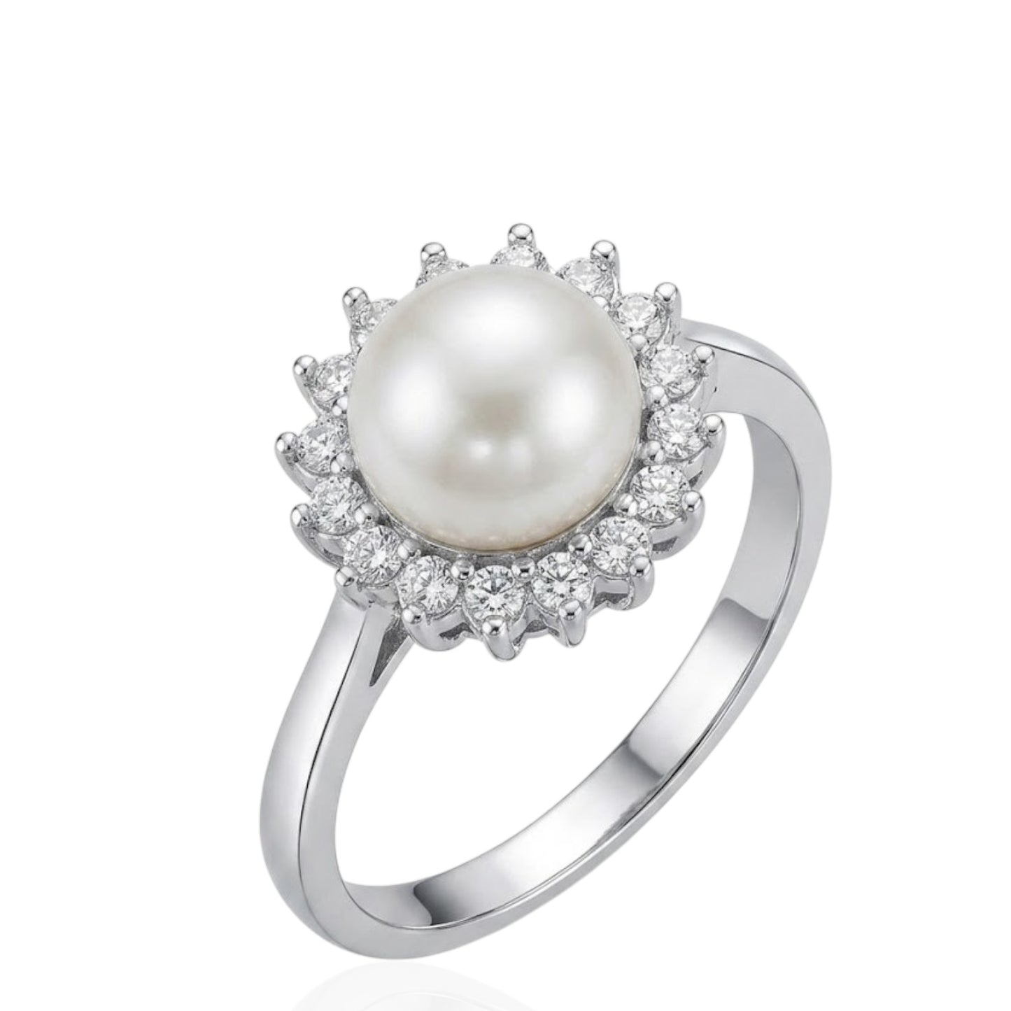 Sterling Silver Cz Pearl Ring RCZ1301
