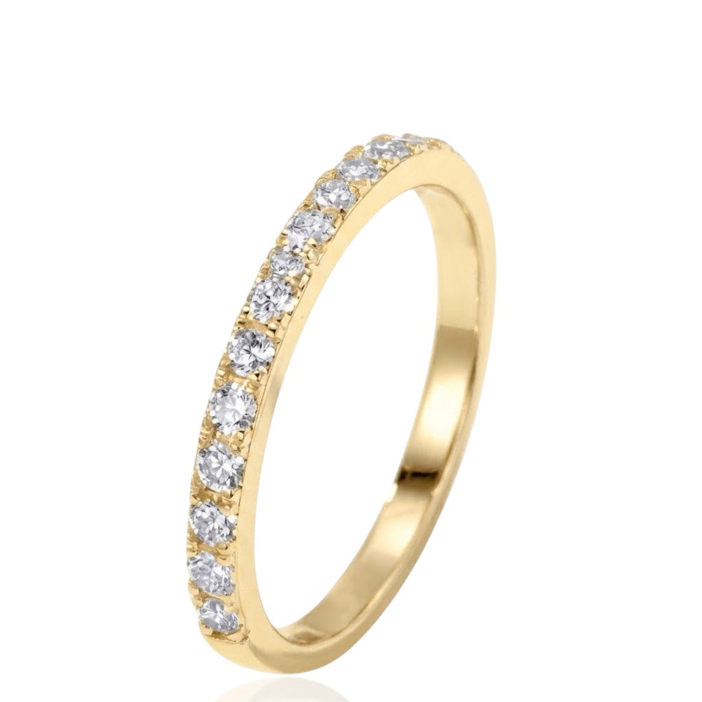 Sterling Silver Half Eternity Ring 2 mm Pave Set Round CZ Stone RCZ0380501