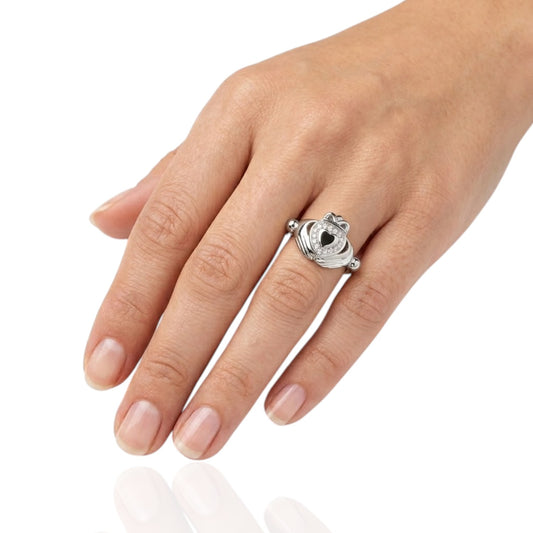 Sterling Silver Claddagh Ring CZ Stone RCZ10000