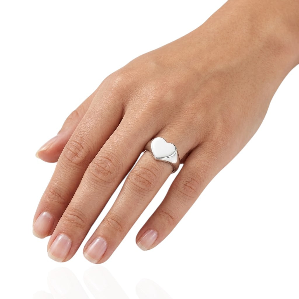 Sterling Silver Heart Shape Signet Ring SGN03