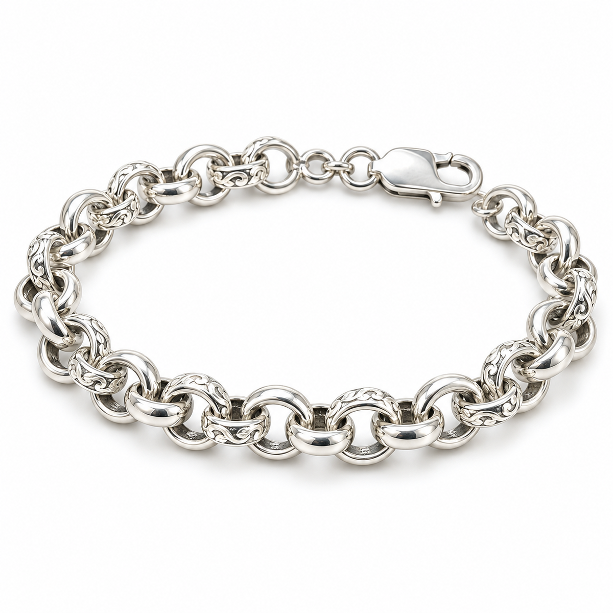 Sterling Silver 7" Belcher Bracelet Pattern-Plain BCZ248408