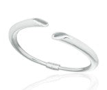 Plain sterling silver bangle, open cuff design, 6 mm width, 50 x 60 mm size, elegant and versatile jewelry piece.