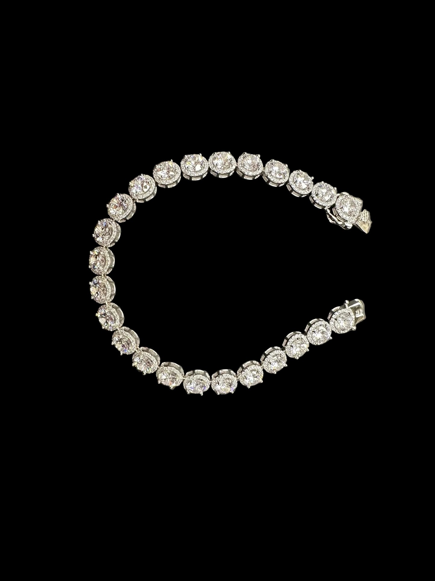 Sterling Silver Cz Halo Tennis Bracelet BCZ001