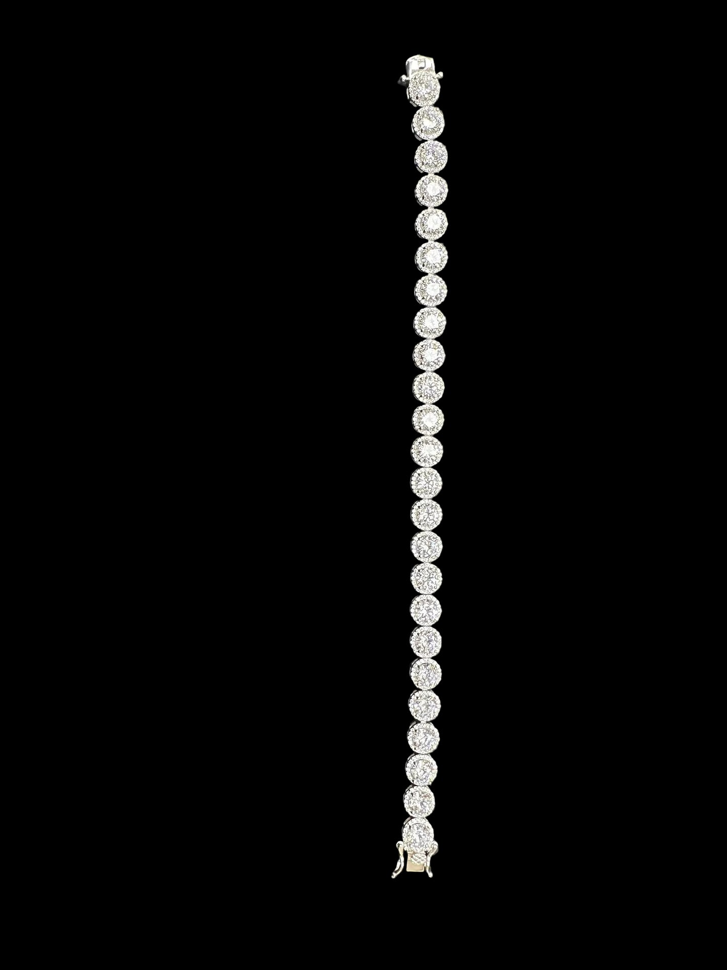 Sterling Silver Cz Halo Tennis Bracelet BCZ001