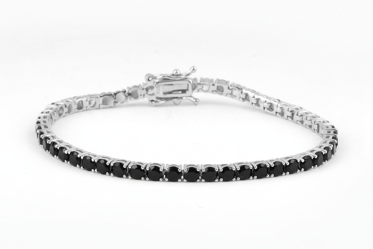 Silver bracelet with black cubic zircon