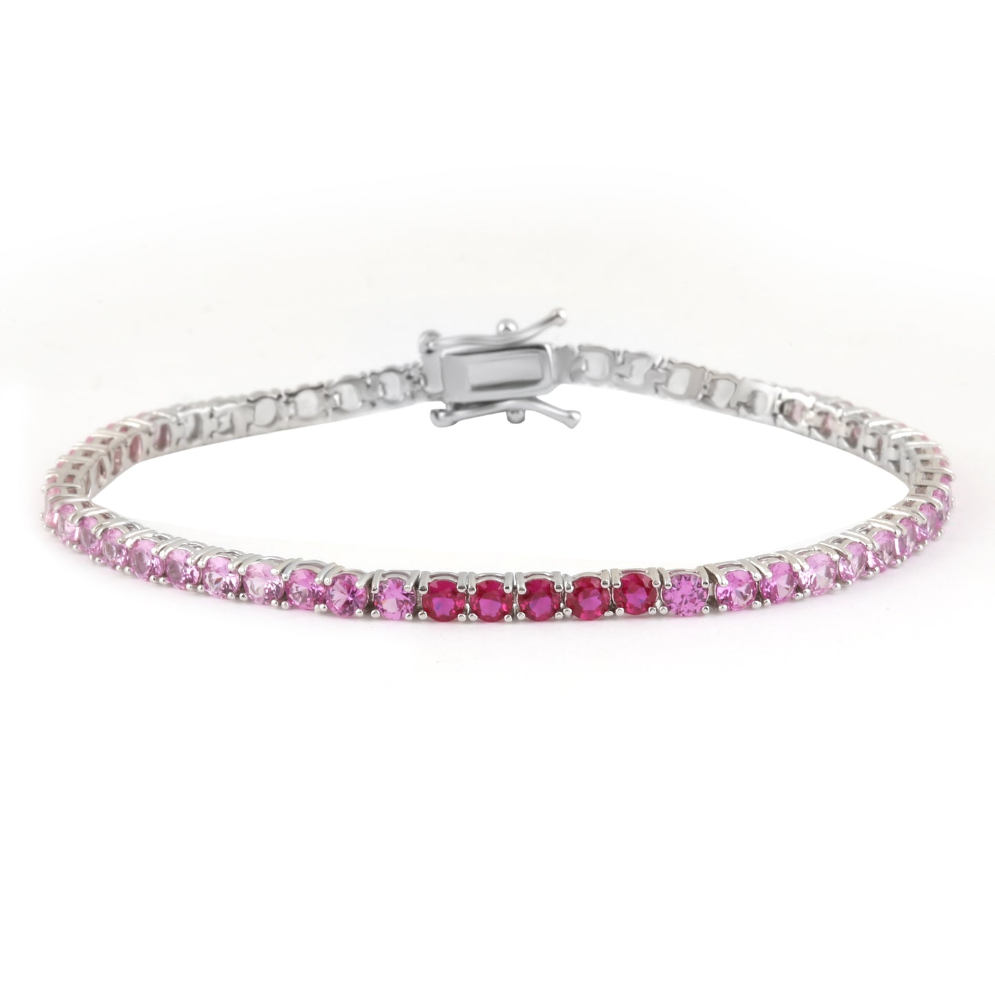 Sterling Silver 7.5" Tennis Bracelet Pink CZ Stone BRCZ106PB