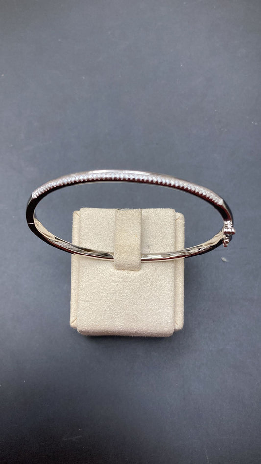 Sterling Silver CZ Oval Bangle – alternate view