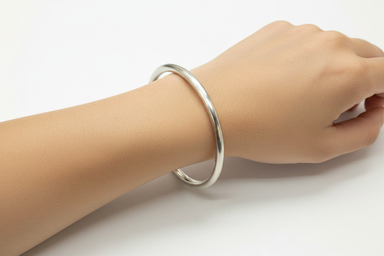 Sterling Silver Plain Round Bangle BP00029