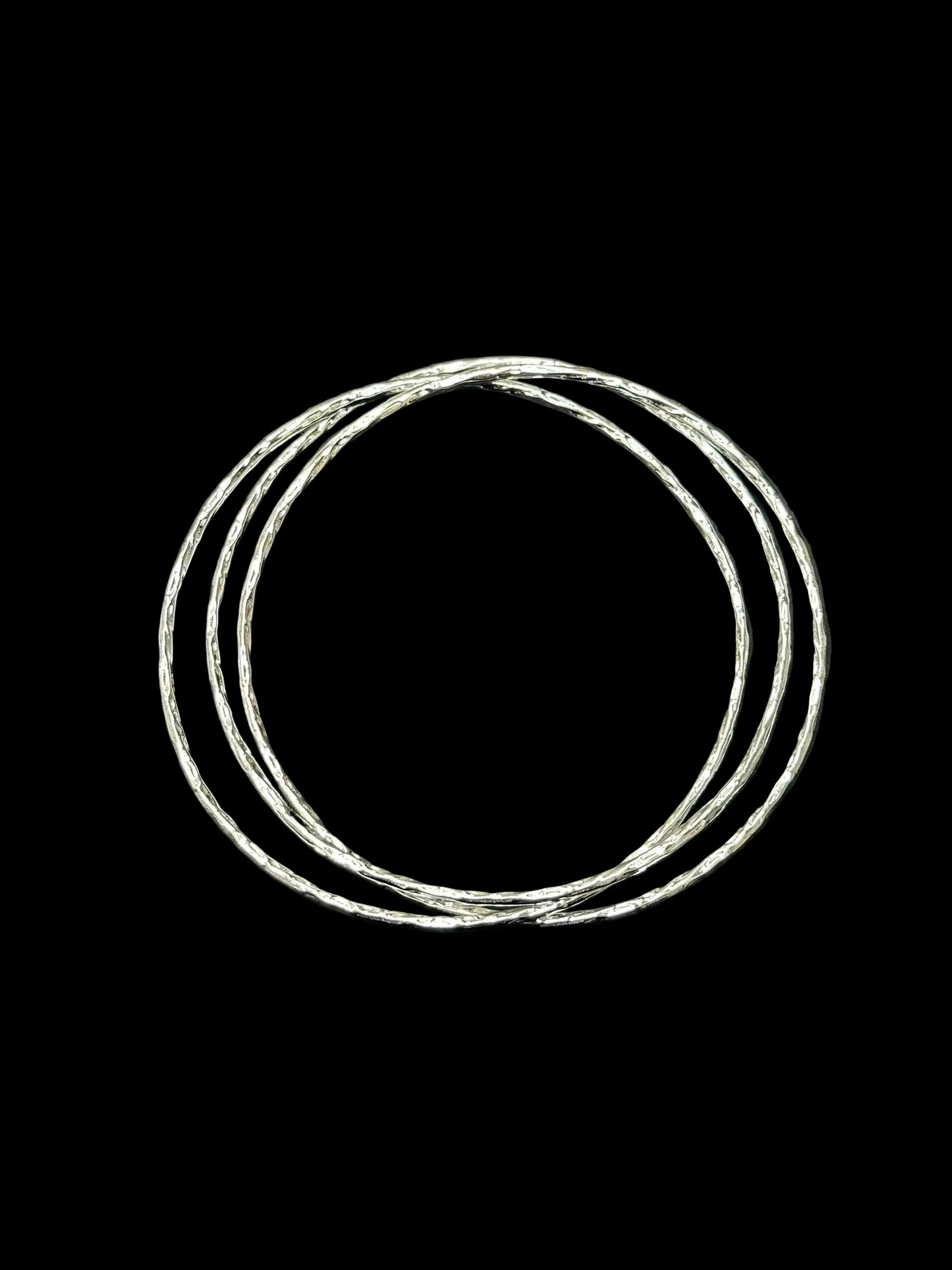 Sterling Silver Round Hammered Russian Bangle BP10228