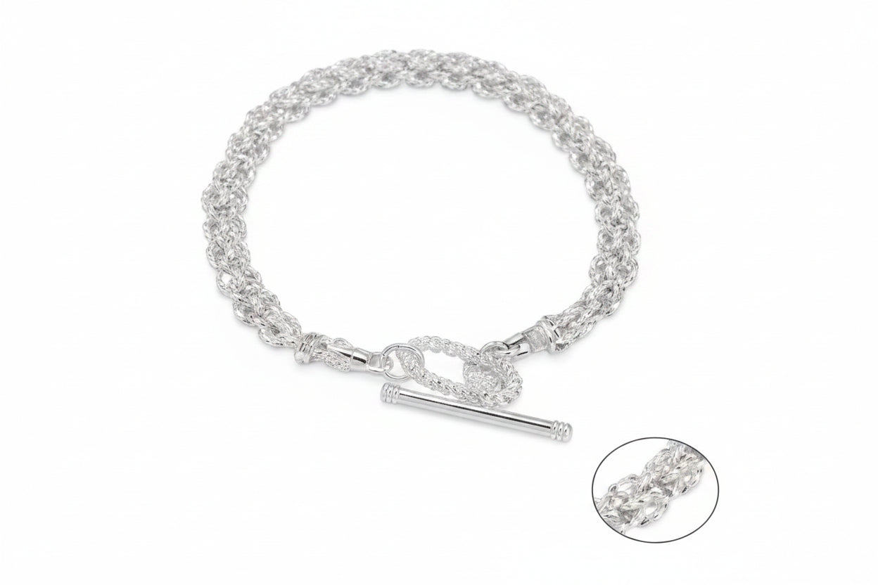 Sterling Silver T-Bar Bracelet BR011290111 showcasing its elegant design and secure clasp.
