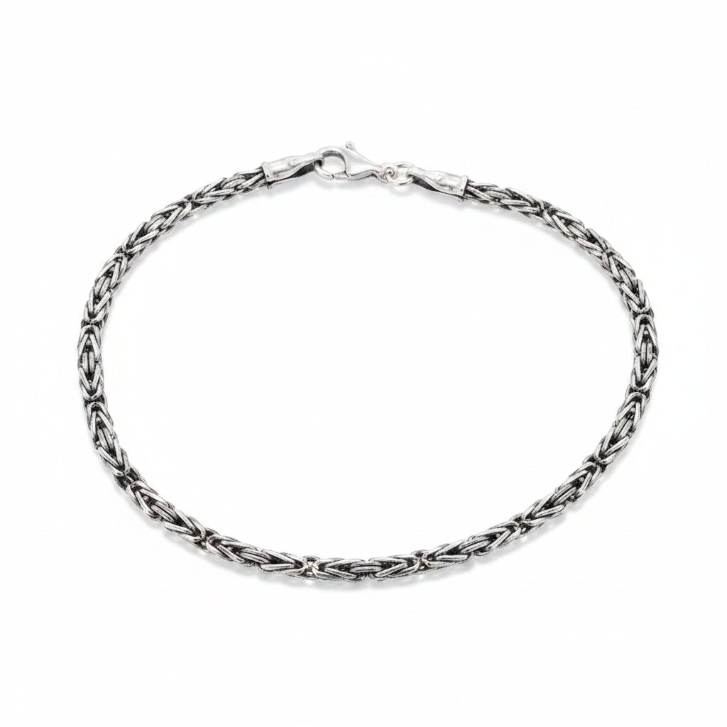 Sterling Silver Bali Style Bracelet BR080190003 - sterling silver bali bracelet, 3mm design.