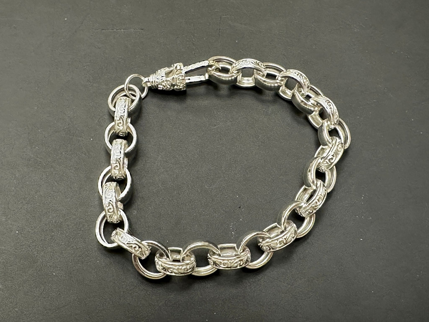 Sterling Silver Pattern Plain Belcher Bracelet BRC009