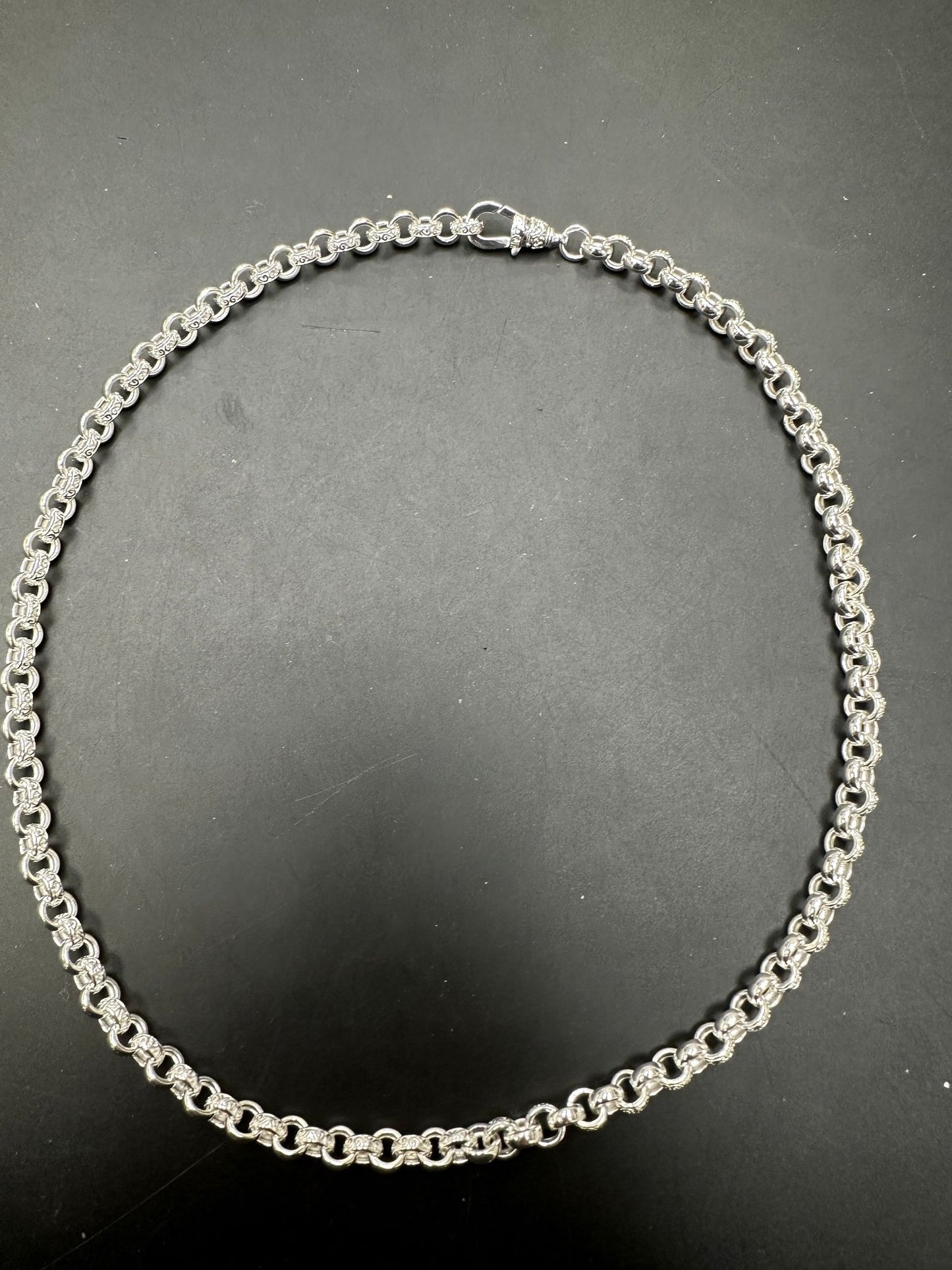 Sterling Silver Plain Pattern Link Belcher Necklace BRC010