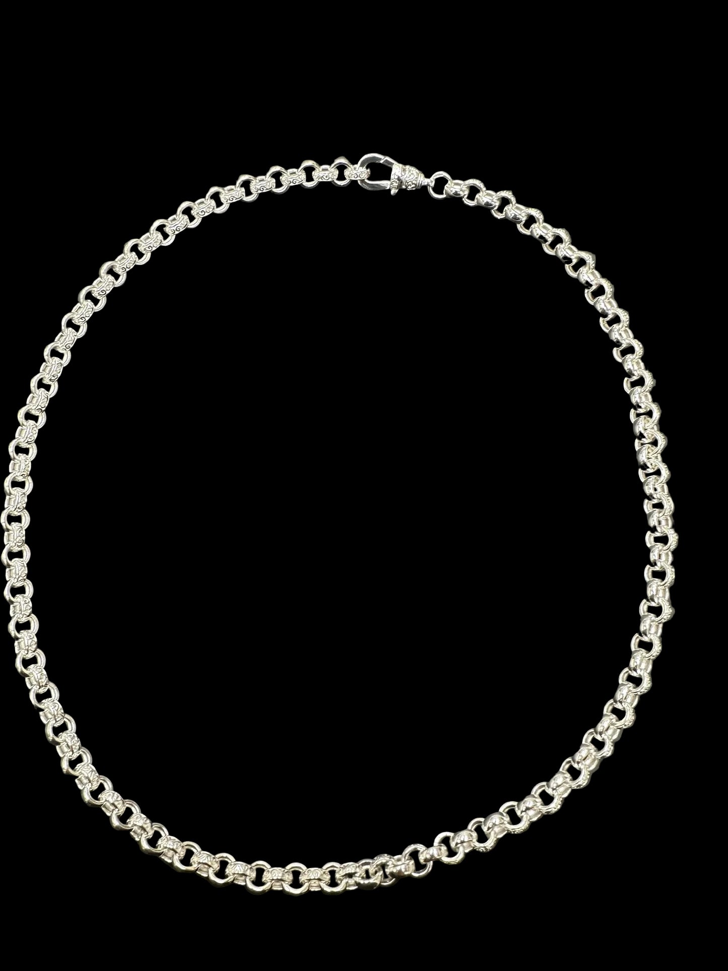 Sterling Silver Plain Pattern Link Belcher Necklace BRC010 - sterling silver belcher necklace.