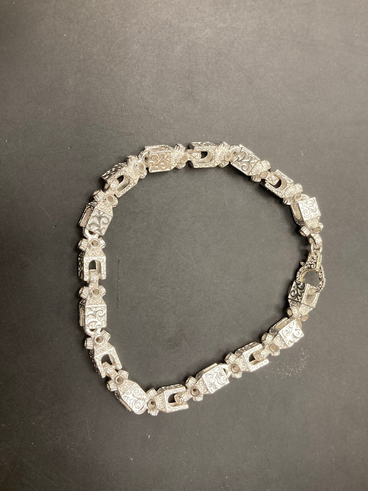 Sterling Silver Patterned Lego Bracelet BRC011