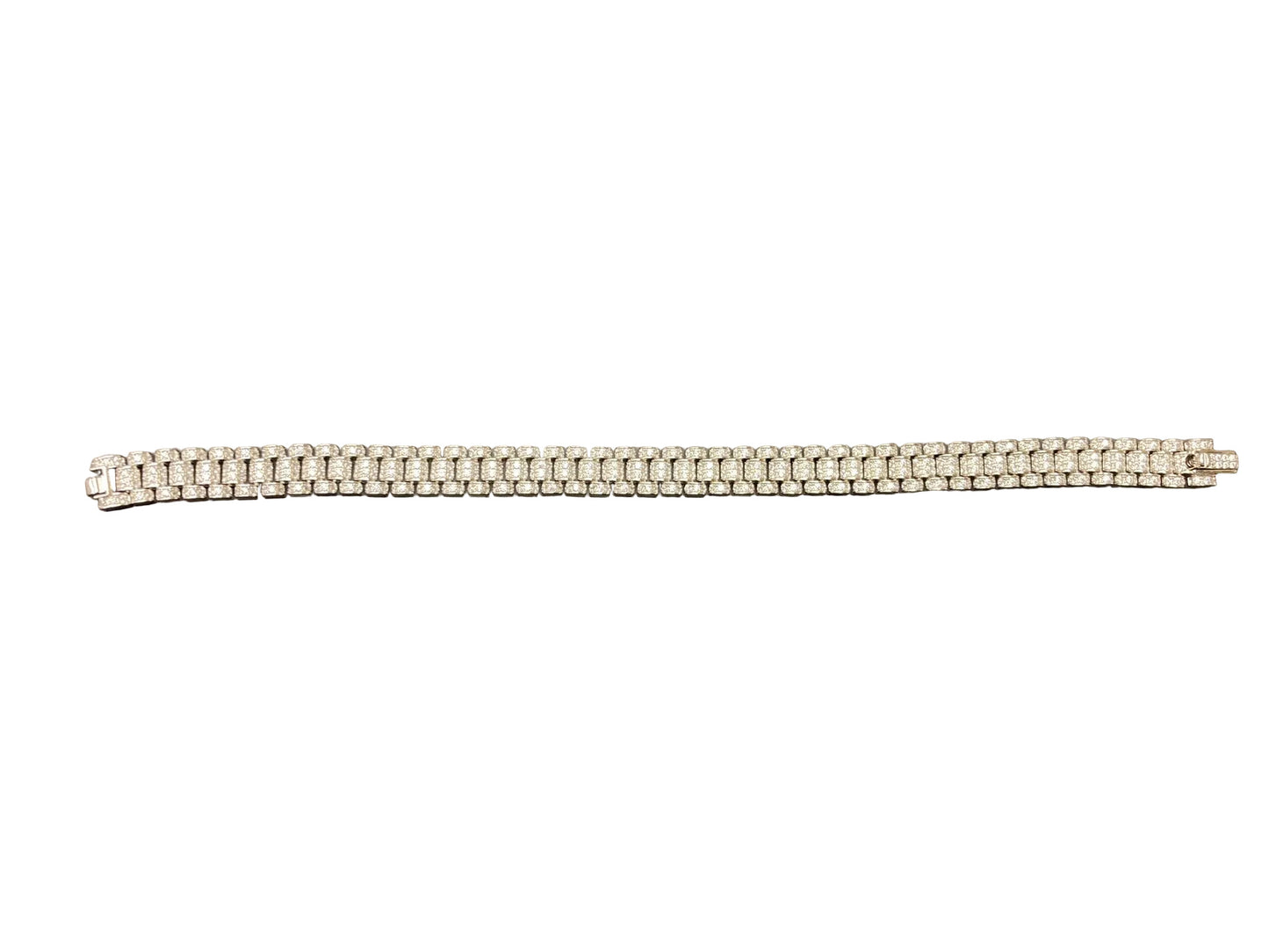 Silver rolex type bracelet with cubic zircon