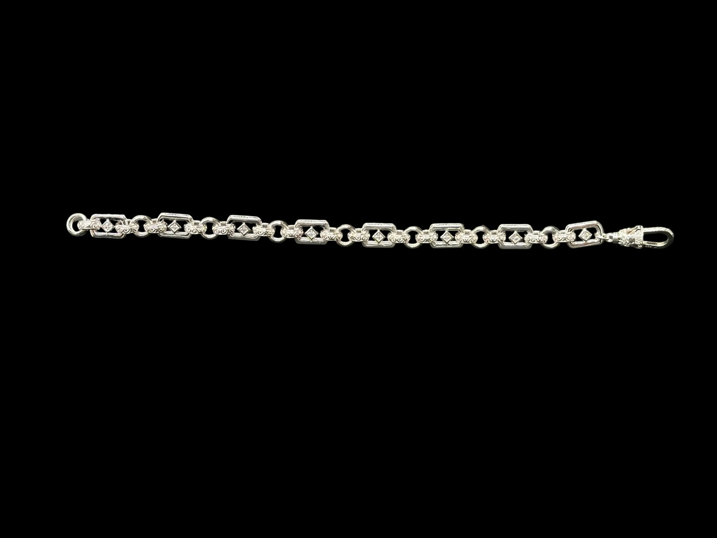 Sterling Silver Cz Pattern Gypsy-Link Bracelet BRC007