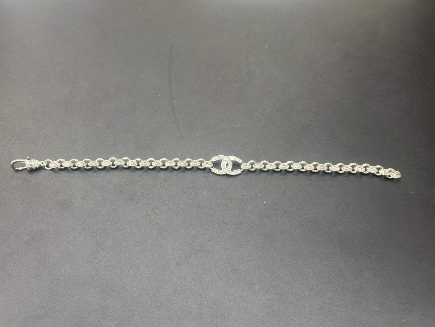 Sterling Silver Cz Pattern Double Horseshoe Belcher Bracelet BRCZ008