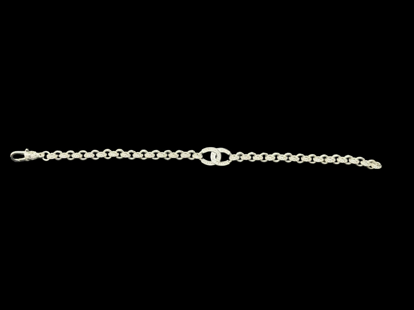 Sterling Silver Cz Pattern Double Horseshoe Belcher Bracelet BRCZ008