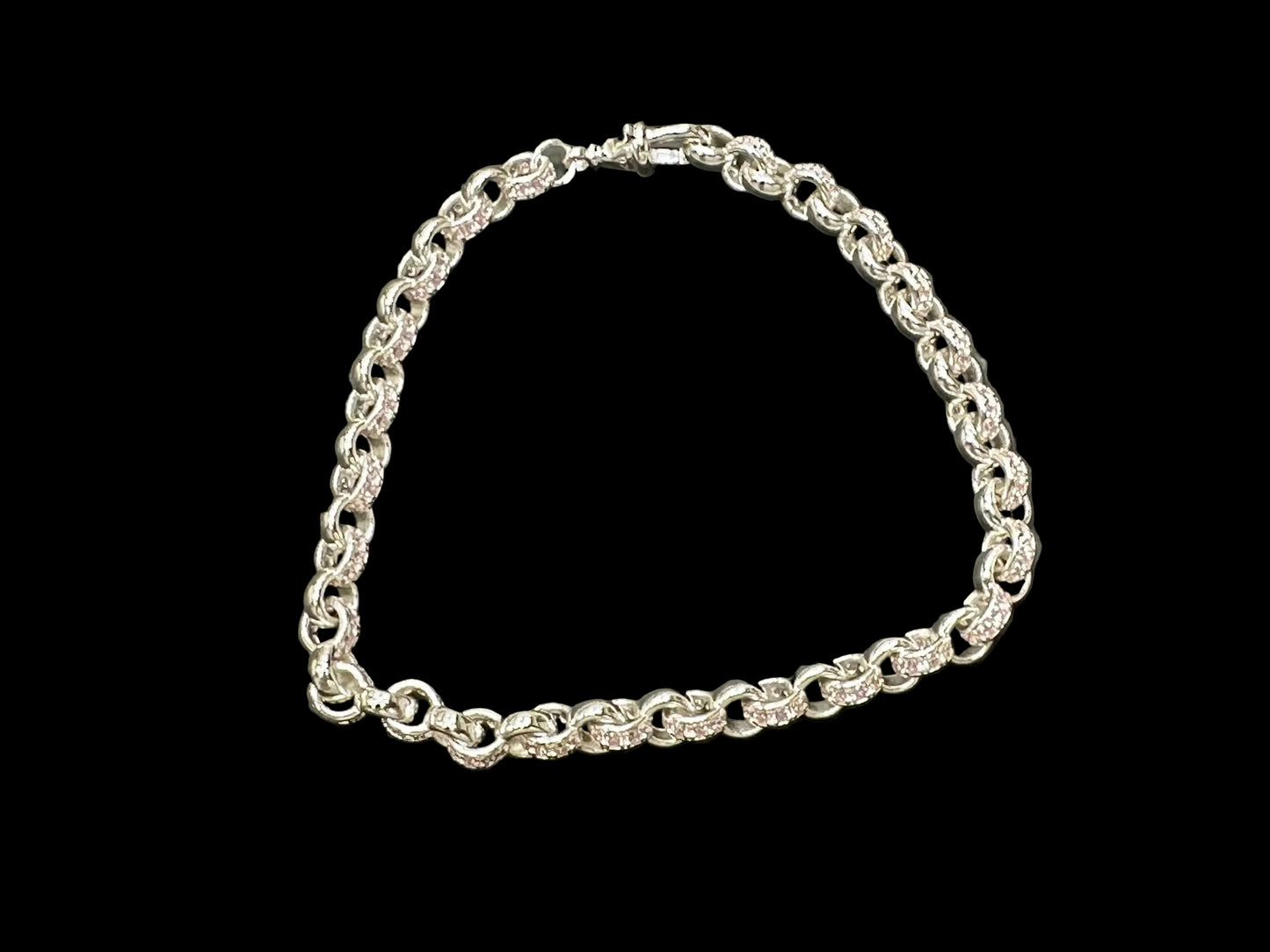 Sterling Silver Pink Cz Belcher Bracelet BRCZ024, a stunning pink cz sterling silver bracelet for elegant style.