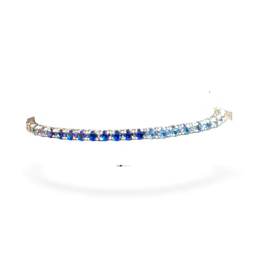 Sterling Silver Bracelet Red CZ Stone 3 mm 7" BRCZ106