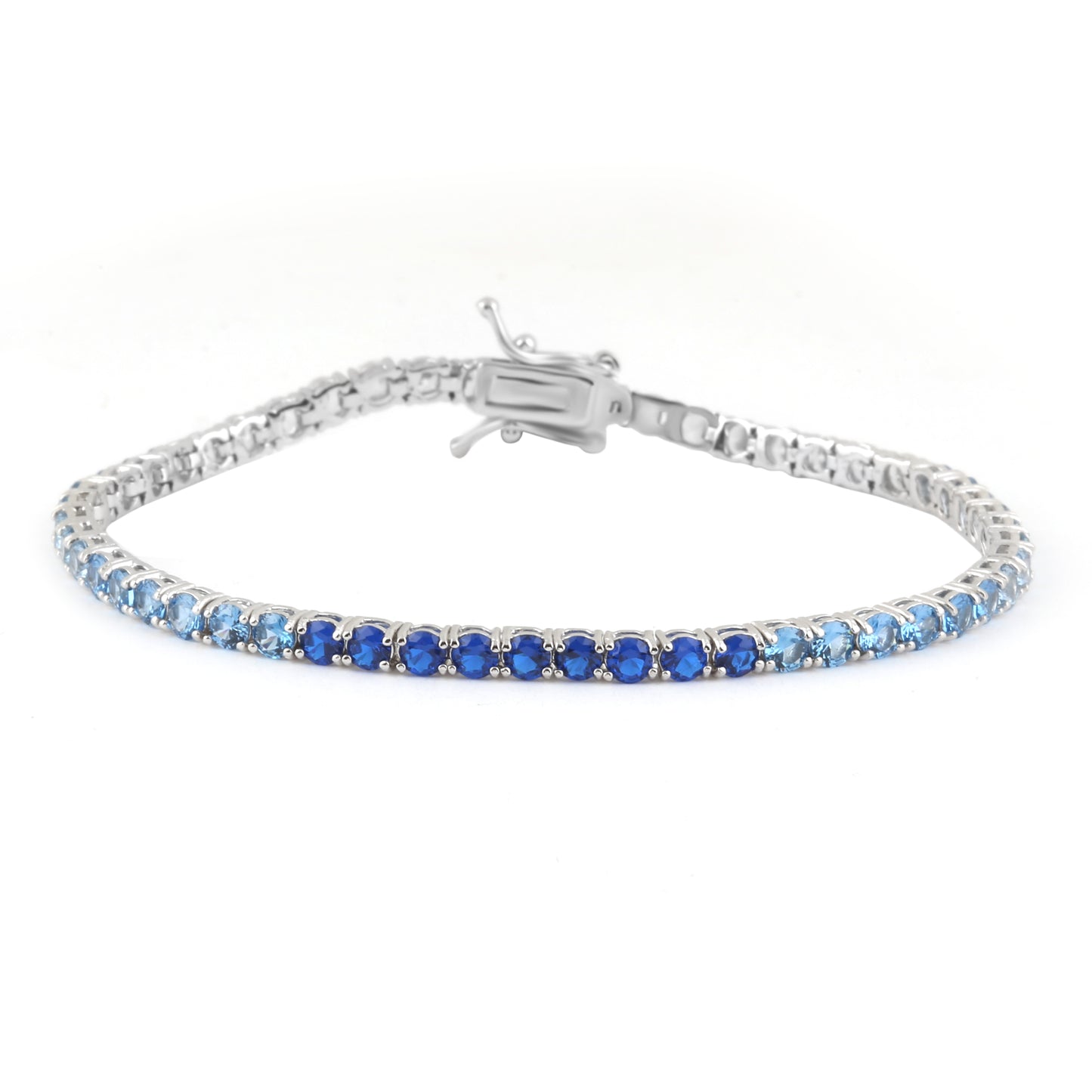 Sterling Silver 7.5" Tennis Bracelet Dark Blue 2 MM CZ Stone BRCZ106DB