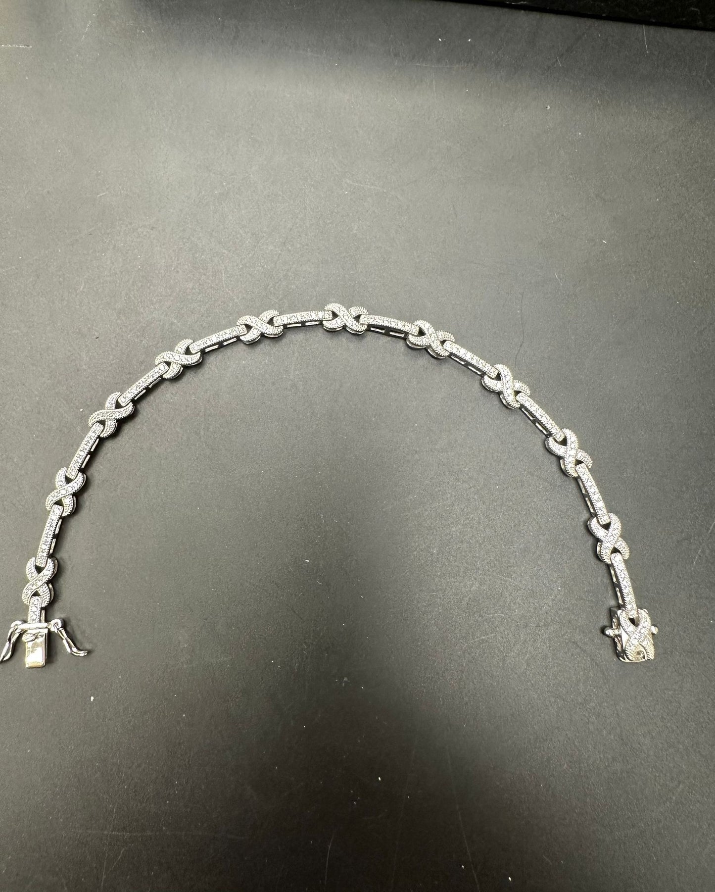 Sterling Silver Infinity Bracelet 7.5" CZ Stone BRCZ330