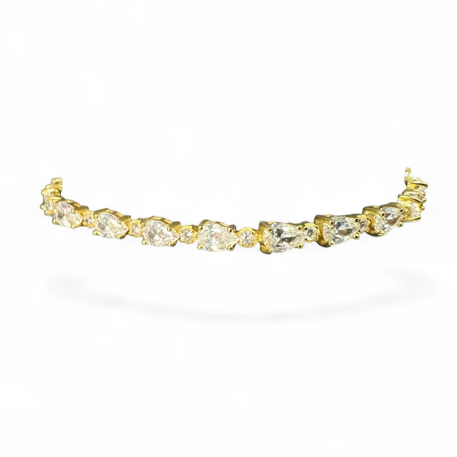 Sterling Silver 7.5" Bracelet Pear Shape CZ Stone BRCZCL501