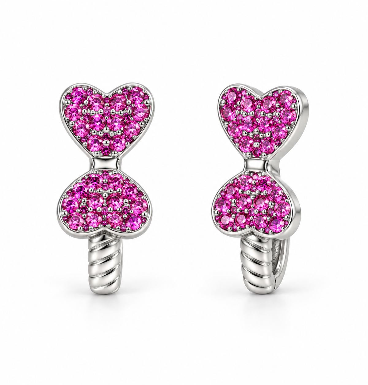 Sterling Silver CZ Sparkling Bow Earrings