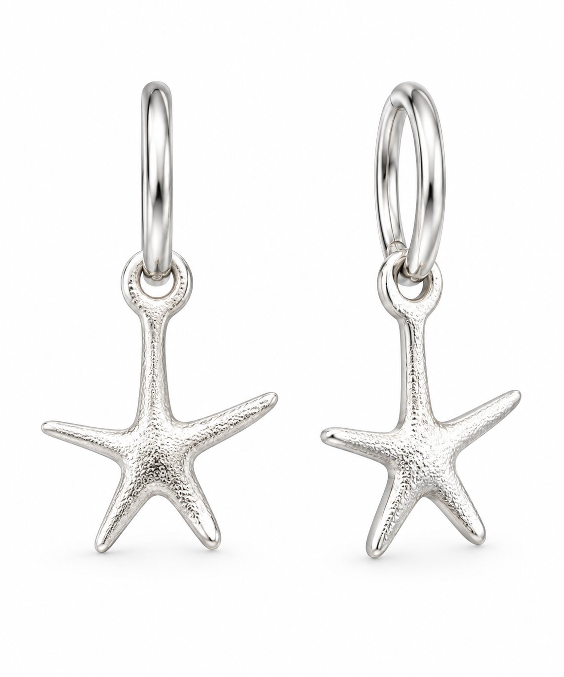 Sterling Silver Plain Starfis Drop Earrings EP0003