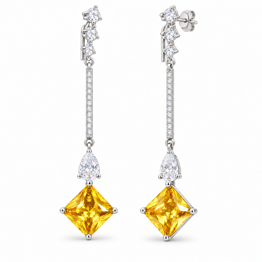 Sterling Silver Cz Dangle Drop Earrings ECZA811