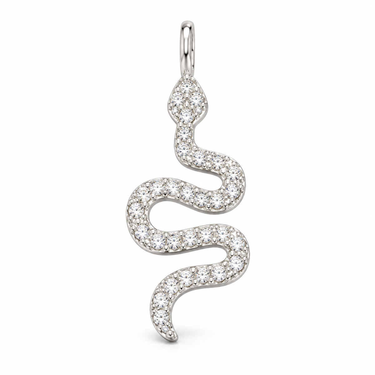Sterling Silver CZ Snake Pendant