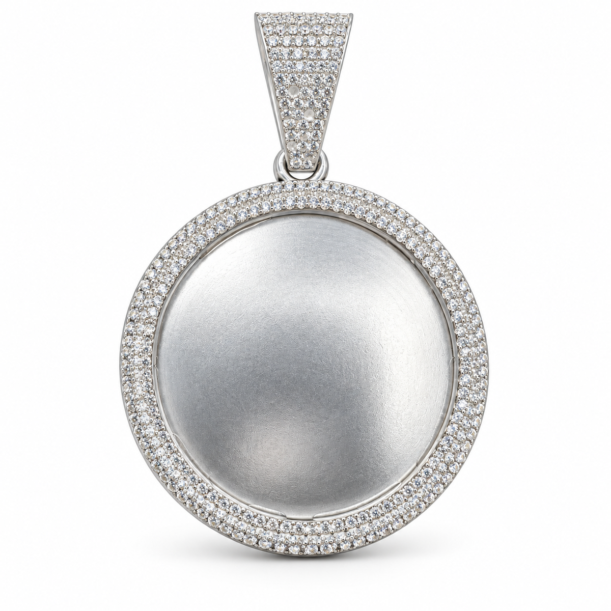 Sterling Silver Iced-Out CZ Memory Pendant
