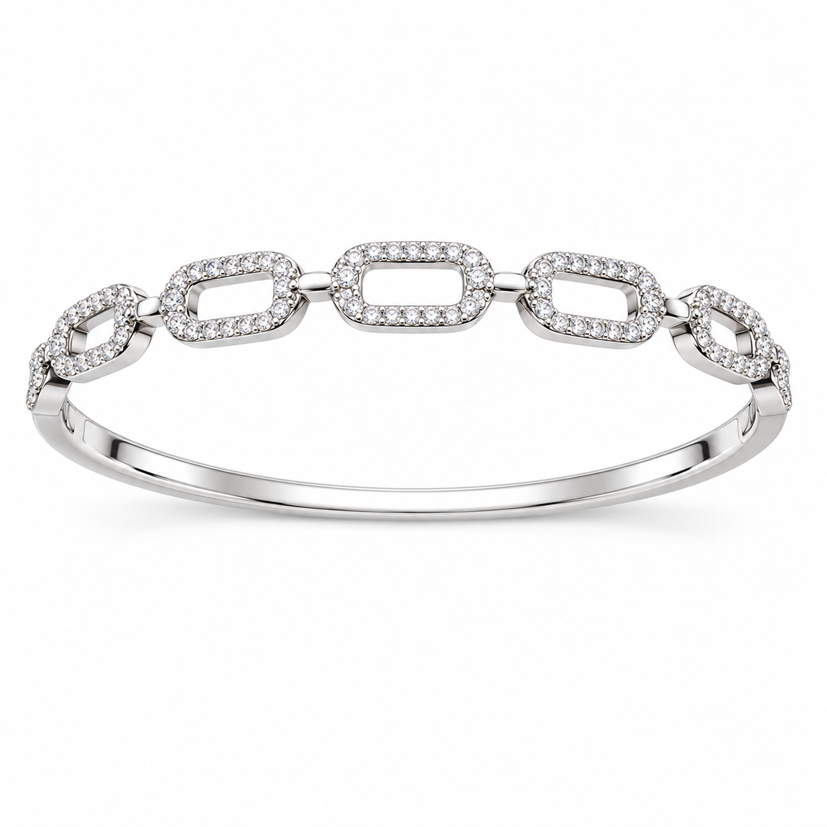 Sterling Silver CZ Pave Design Bangle