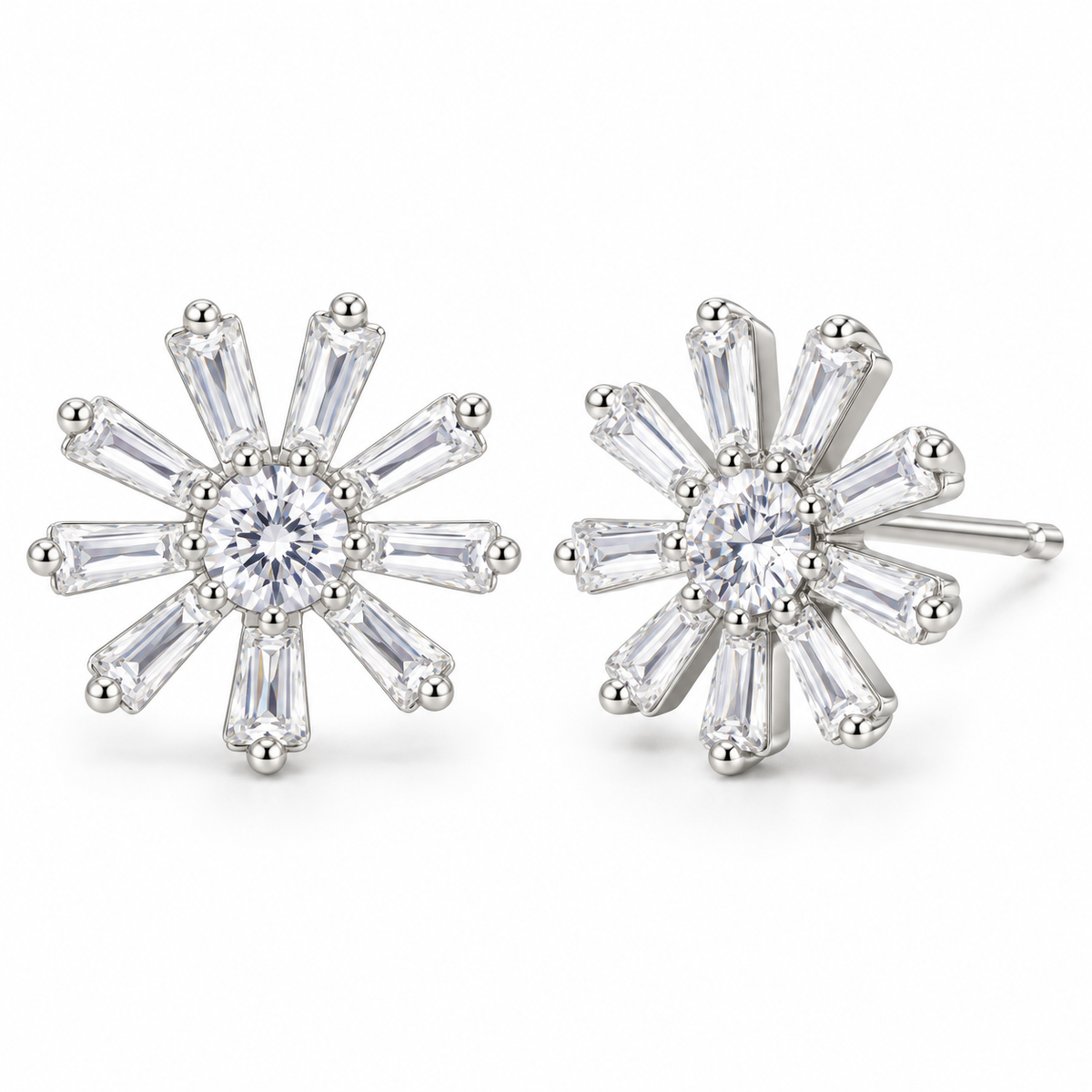 Sterling Silver Stud Earring CZ Stone .3