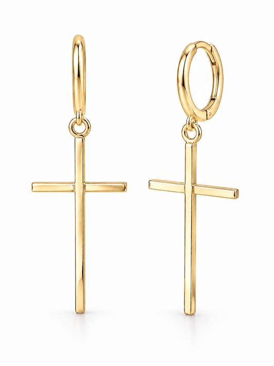 Sterling Silver Cross Earring Plain – alternate view