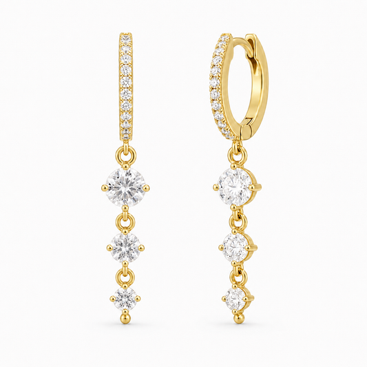 Sterling Silver Drop Earrings Cz Stone ECZ3209