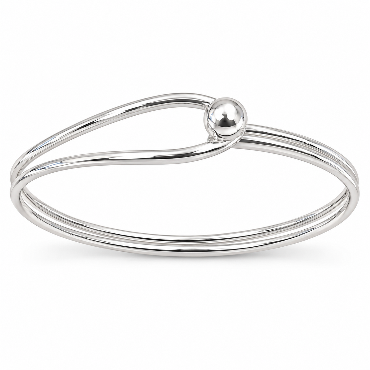 Sterling Silver Loop and Ball Bangle