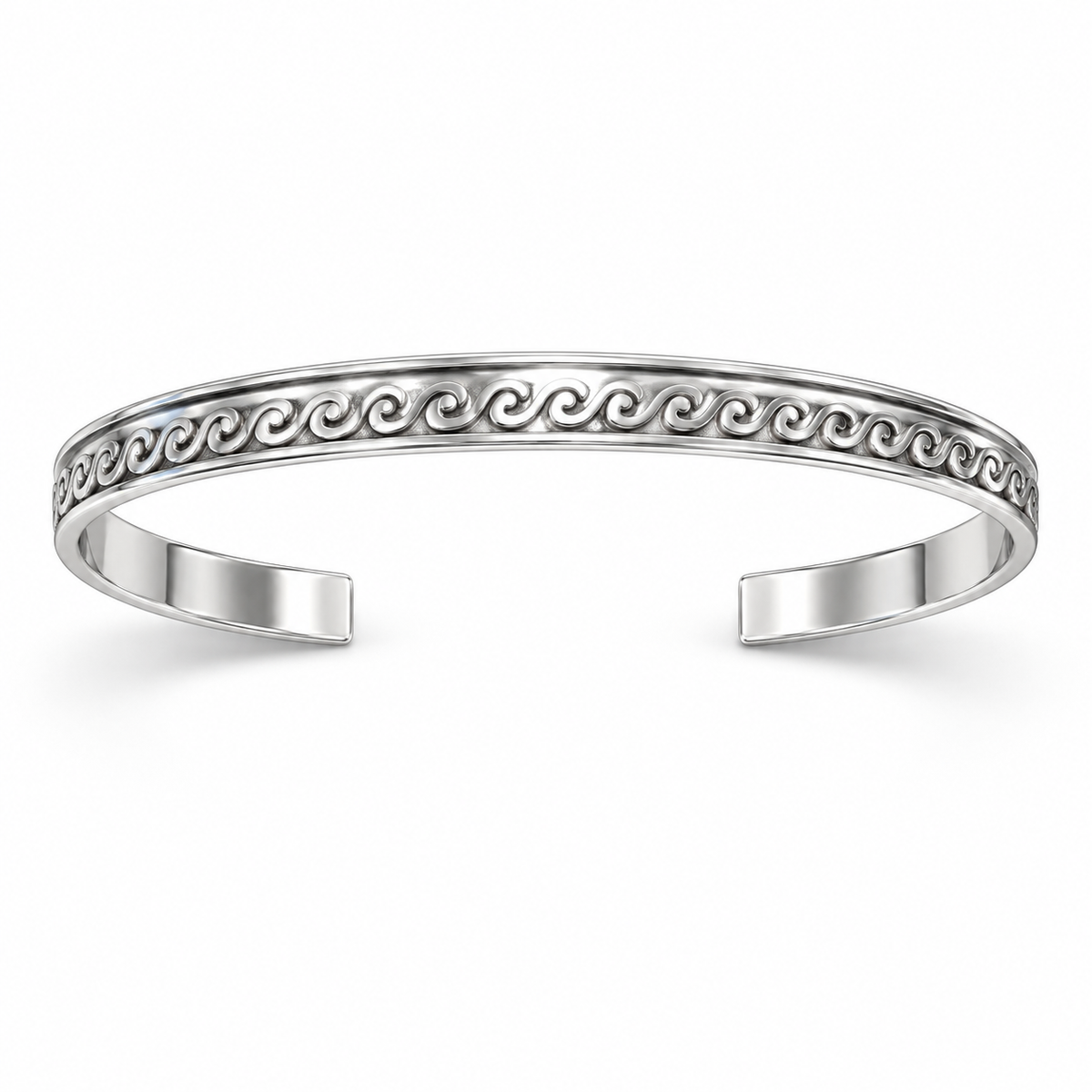 Sterling Silver Plain Wave Design Bangle