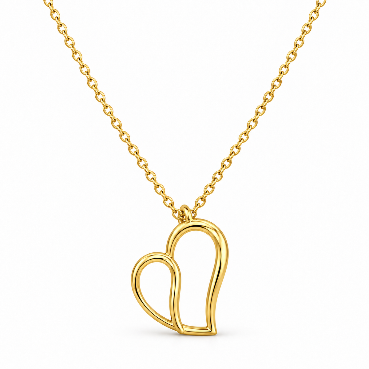 Sterling Silver 18" Heart Shape Necklace – Gold Plated