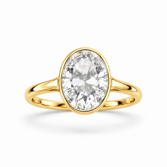 Sterling Silver Bezel Setting Oval Ring Cz Stone RCZ243-R