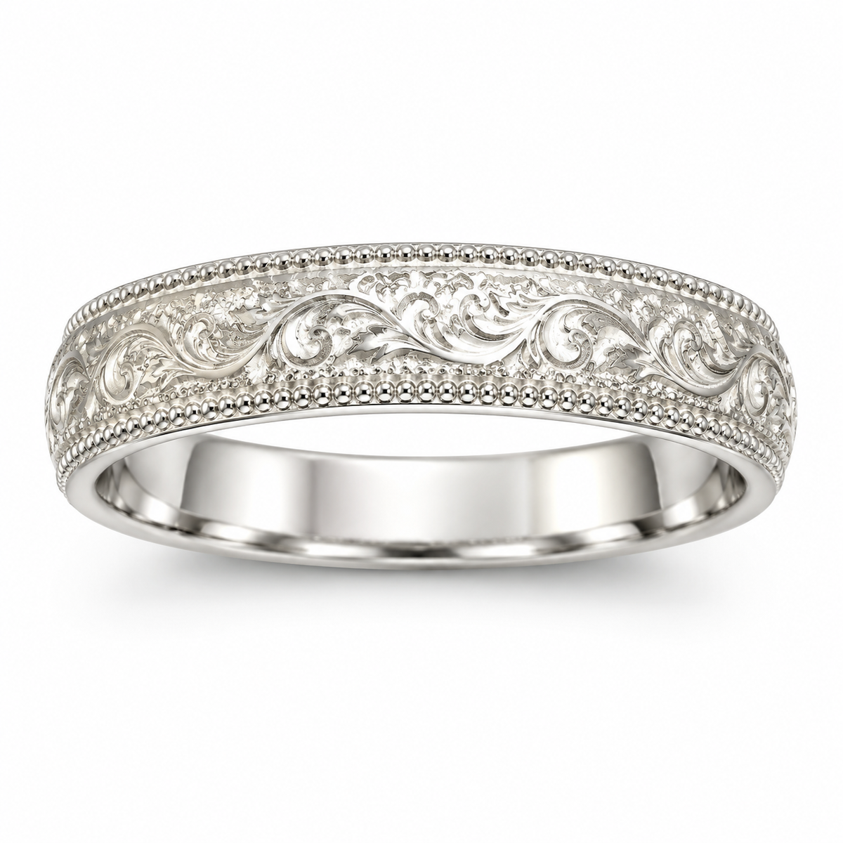 Sterling Silver Hand Engraving Milgrain Ring
