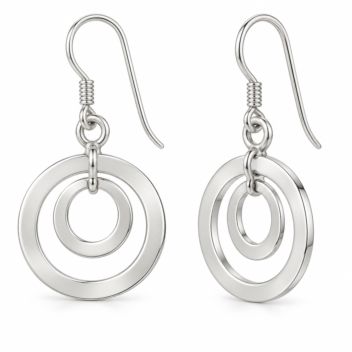 Sterling Silver Concentric Circle Dangle Earrings PE010480309