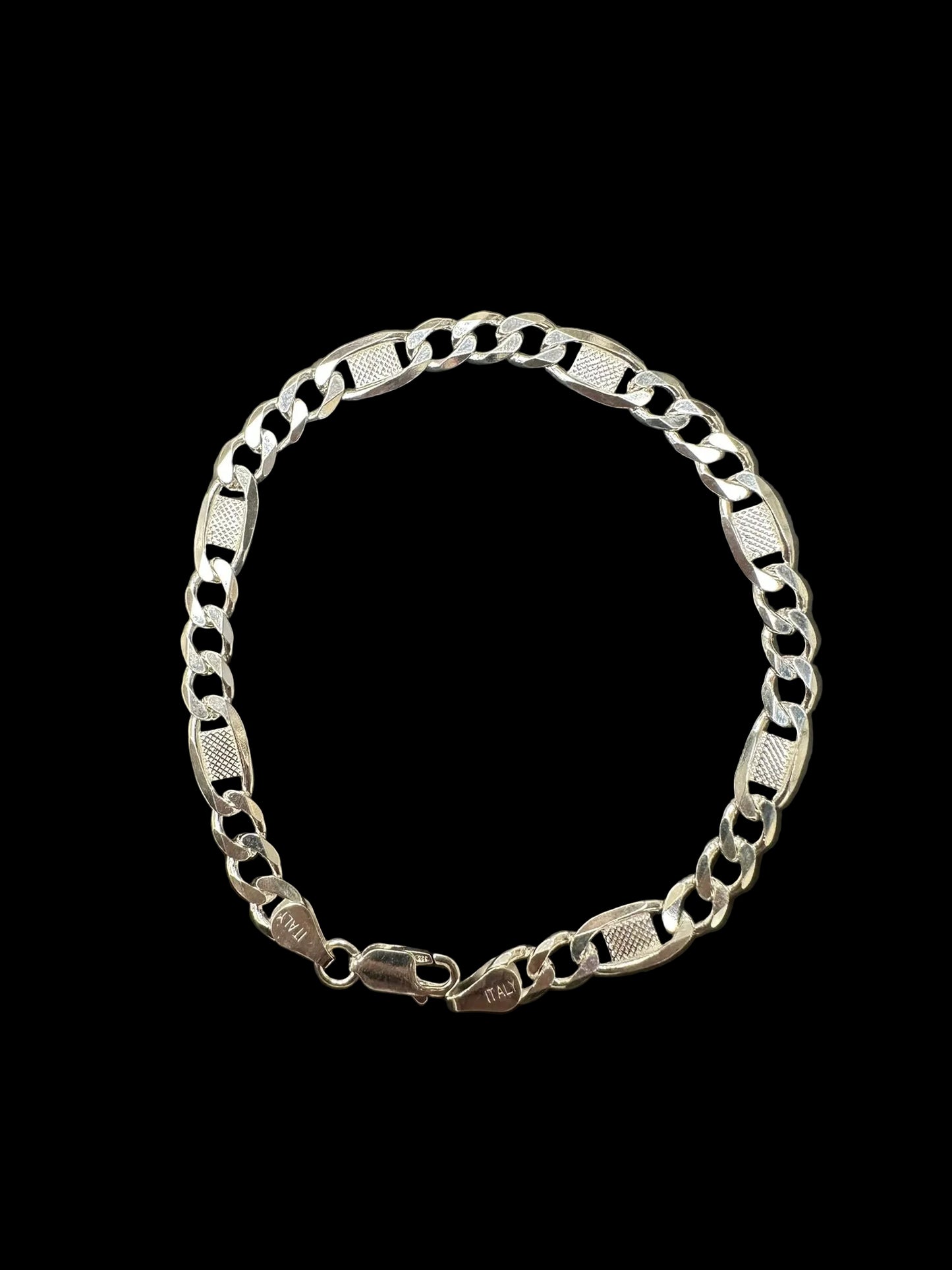 Sterling Silver 8" 6.5 MM Diamond Cut Figaro Bracelet BC3311