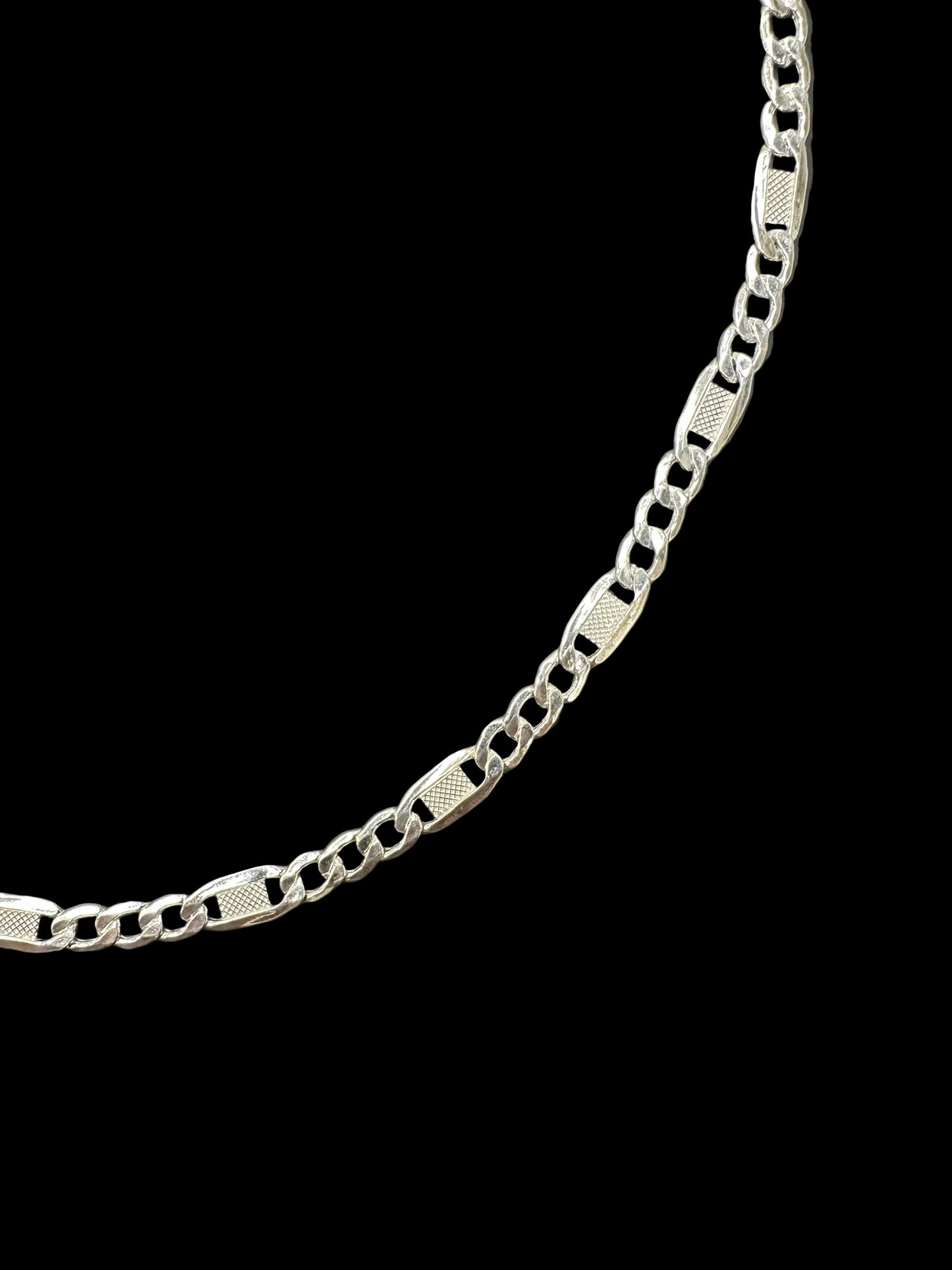 Sterling Silver 6.5 MM Diamond Cut Figaro Chain CHN3352
