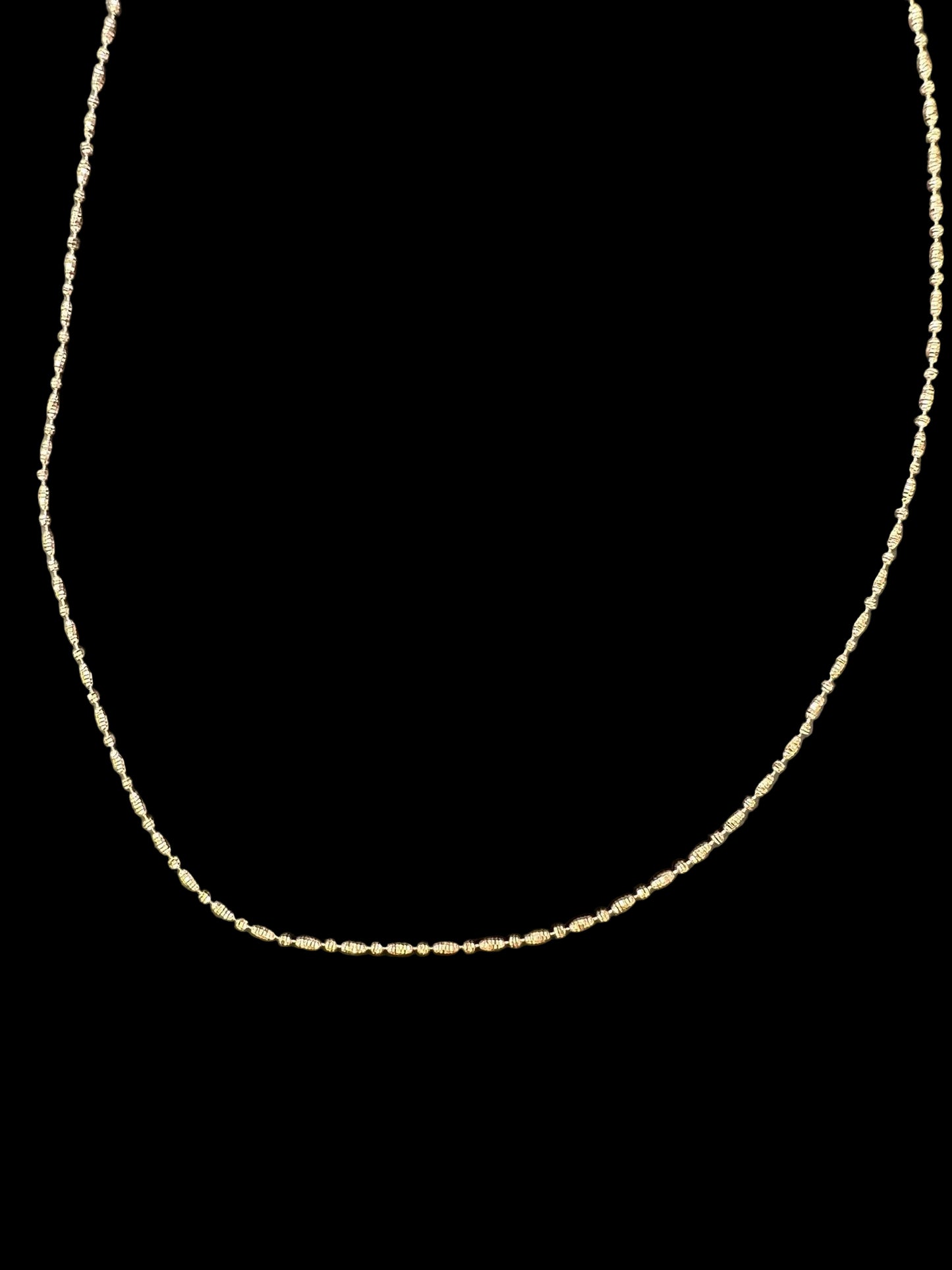 Sterling Silver Diamond Cut Oval Bead Chain Rose Plated CHN3369