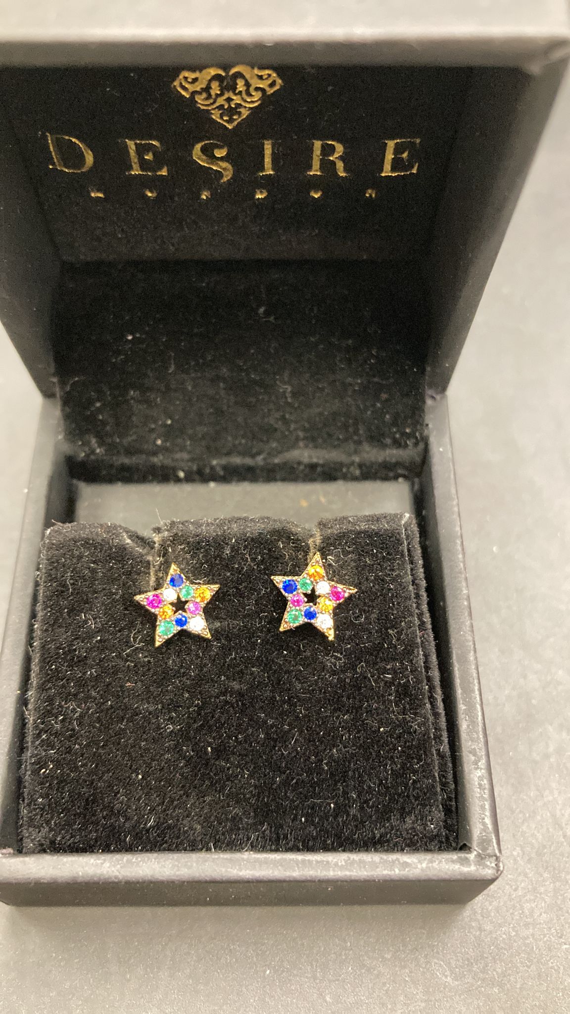 Sterling Silver Mix Color Cz Star Stud ECZ001