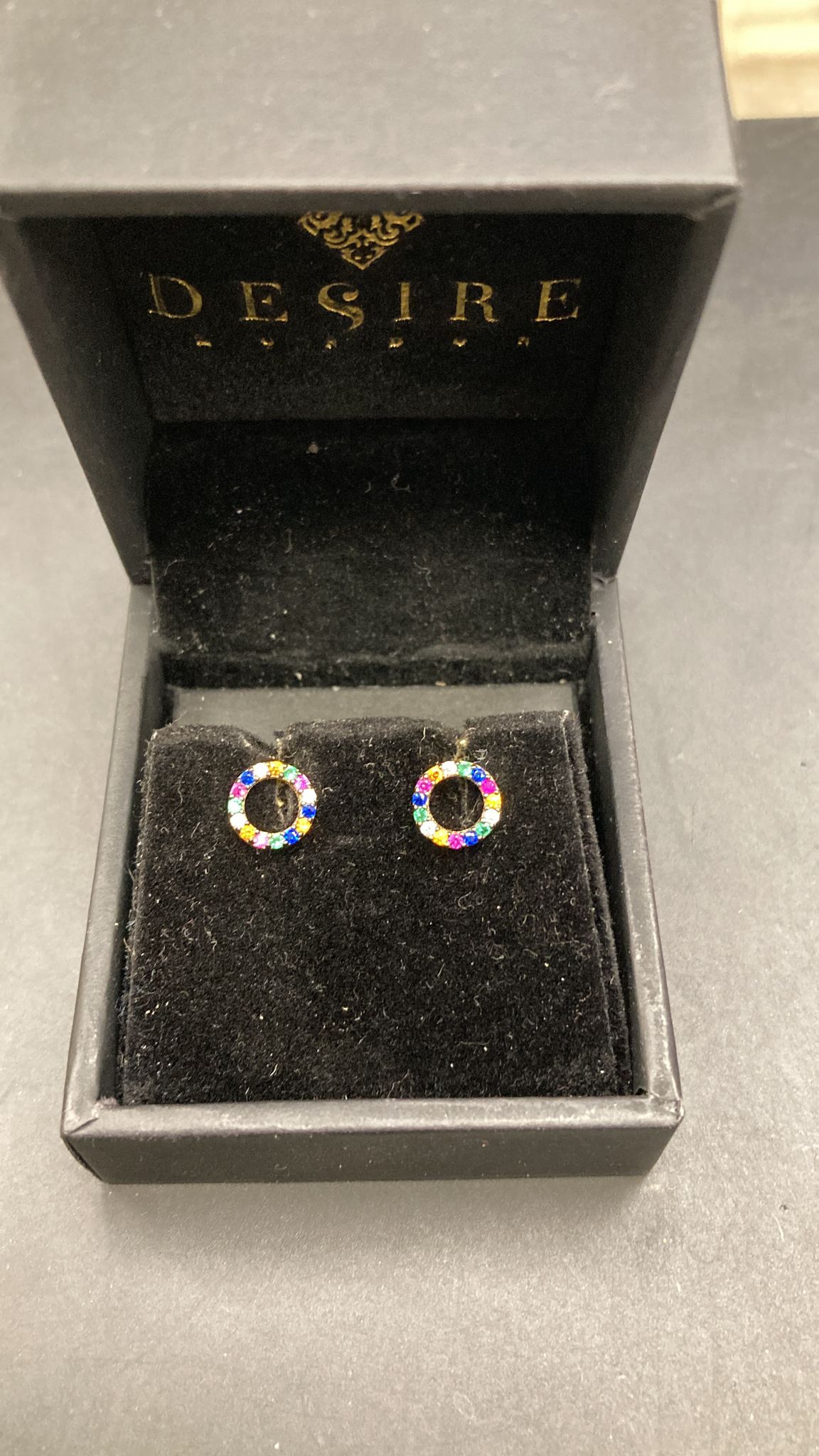 Sterling Silver Mix Color Cz Circle Stud ECZ003